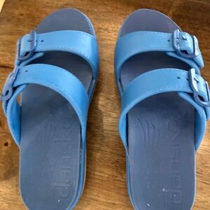 Dansko Blue Double Buckle Slide Sandals